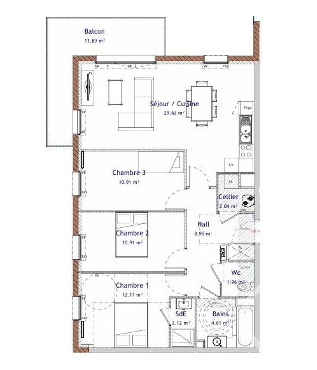 Appartement T4 à vendre - 4 pièces - 83.29 m2 - BOULOGNE SUR MER - 62 - NORD-PAS-DE-CALAIS - Century 21 La Concorde