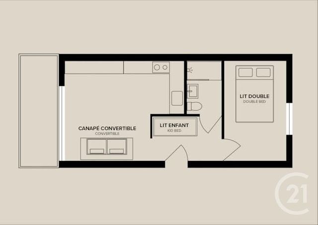 Appartement T2 à vendre - 2 pièces - 34.4 m2 - NEUFCHATEL HARDELOT - 62 - NORD-PAS-DE-CALAIS - Century 21 La Concorde